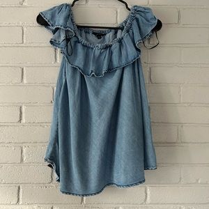 Velvet heart lightweight sleeveless top size 10 off shoulder ruffle size m